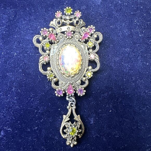 Vintage Sarah Coventry‎ CONTESSA Brooch Pin Faux Opal & Rhinestone - Picture 1 of 7